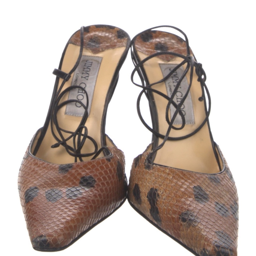 Jimmy Choo Brown and Black Heels with Snakeskin Pattern